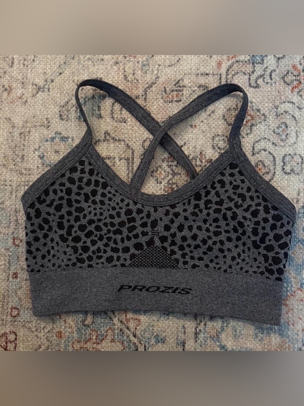 Prozis Seamless Leopard Print Sports Bra Gray Black Size Small